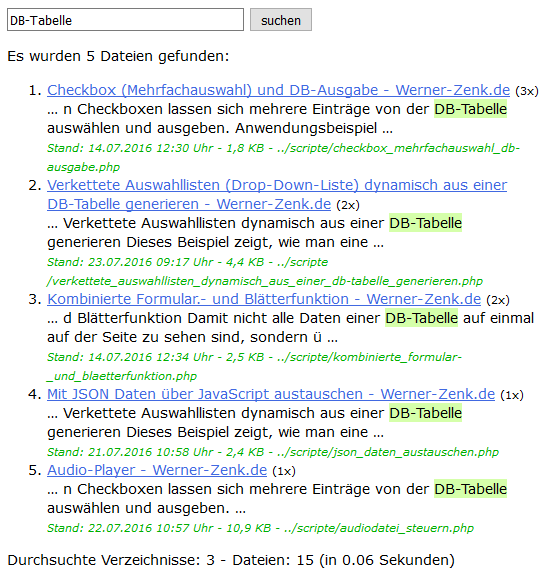 Kleine Suchmaschine