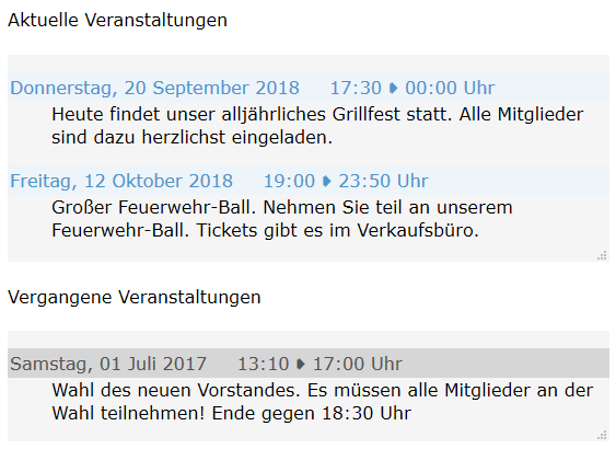 Veranstaltungsliste