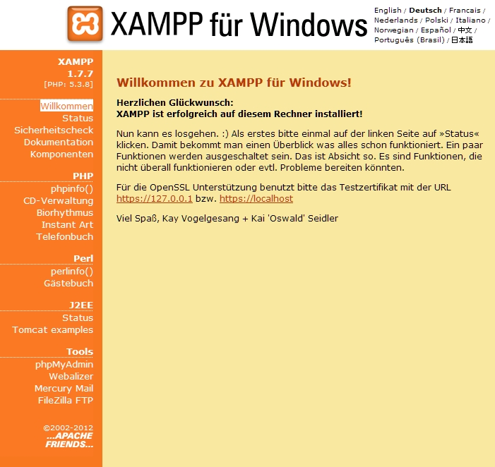 Konfiguration von XAMPP
