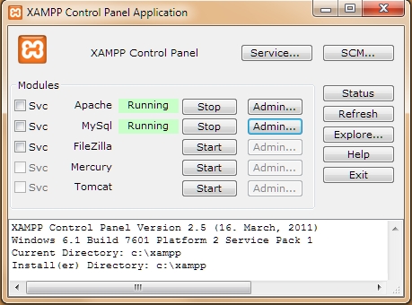 XAMPP Control Panel