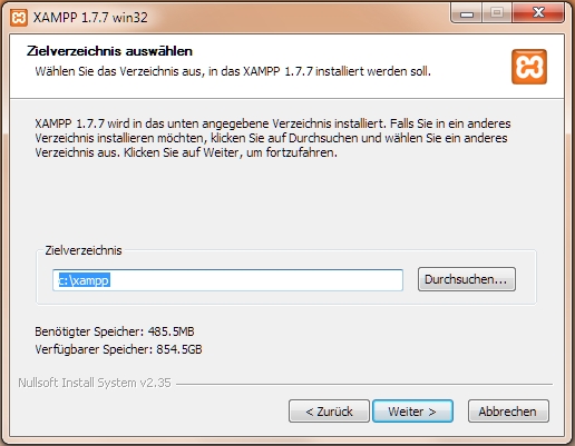 Installation von XAMPP